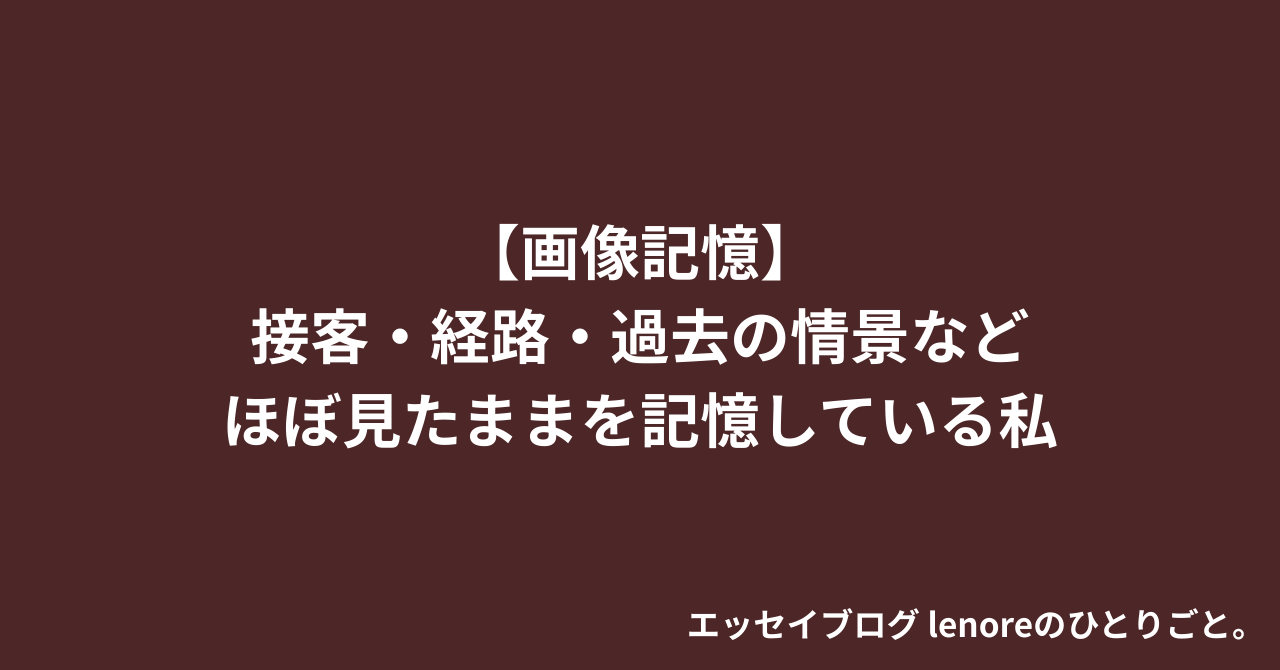 【画像記憶】接客・経路・過去の情景などほぼ見たままを記憶している私